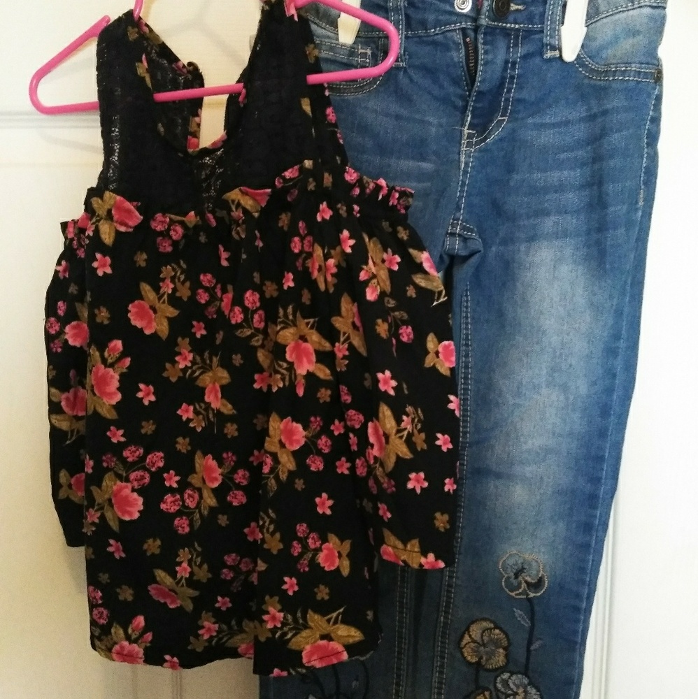 Little girl floral Jean set